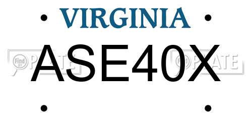 ASE40X Virginia License Plate