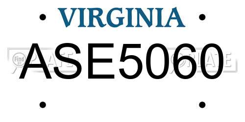 ASE5060 Virginia License Plate