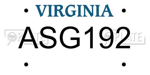 ASG192 Virginia License Plate