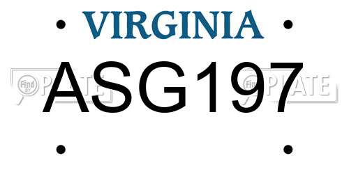 ASG197 Virginia License Plate