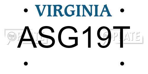 ASG19T Virginia License Plate