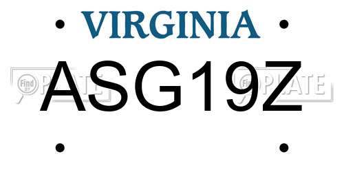ASG19Z Virginia License Plate