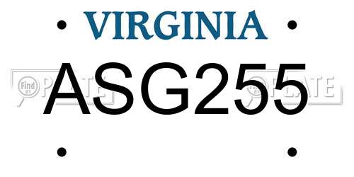 ASG255 Virginia License Plate