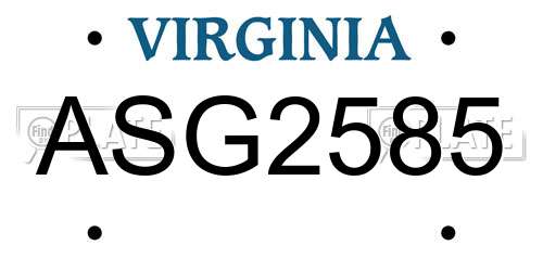 ASG2585 Virginia License Plate