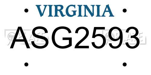 ASG2593 Virginia License Plate