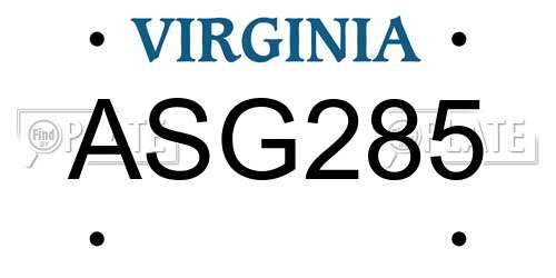 ASG285 Virginia License Plate