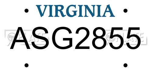 ASG2855 Virginia License Plate