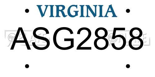 ASG2858 Virginia License Plate