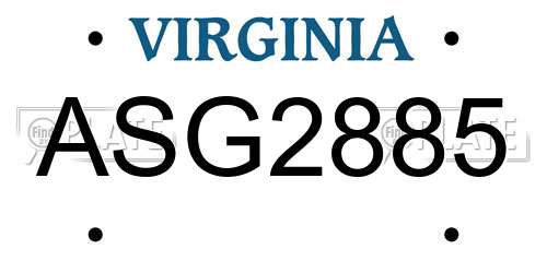 ASG2885 Virginia License Plate