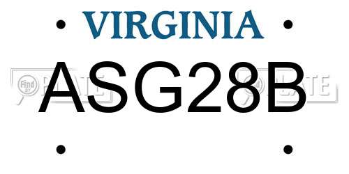 ASG28B Virginia License Plate