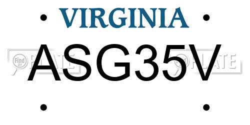 ASG35V Virginia License Plate