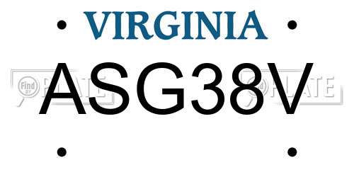 ASG38V Virginia License Plate