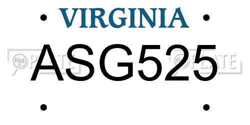 ASG525 Virginia License Plate