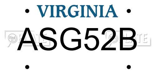 ASG52B Virginia License Plate