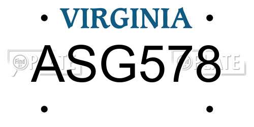 ASG578 Virginia License Plate
