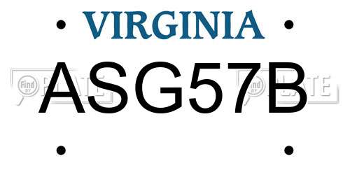 ASG57B Virginia License Plate