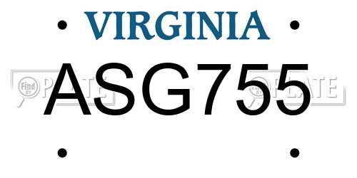 ASG755 Virginia License Plate