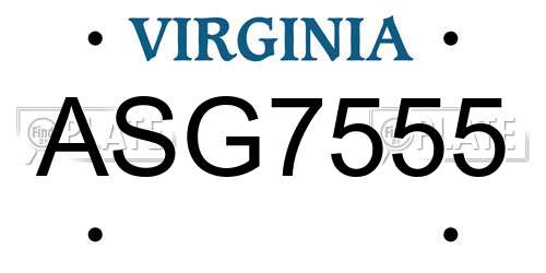 ASG7555 Virginia License Plate