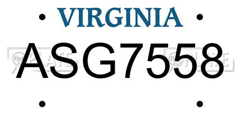 ASG7558 Virginia License Plate