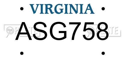 ASG758 Virginia License Plate