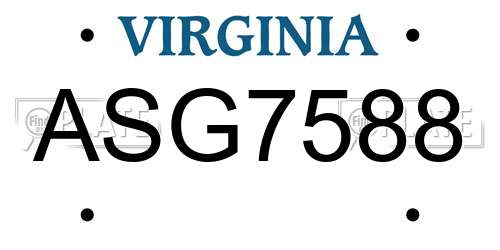 ASG7588 Virginia License Plate