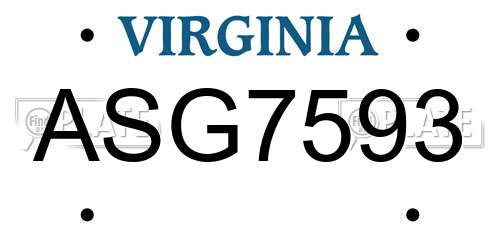 ASG7593 Virginia License Plate