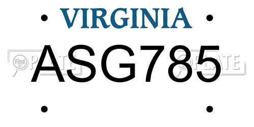 ASG785 Virginia License Plate