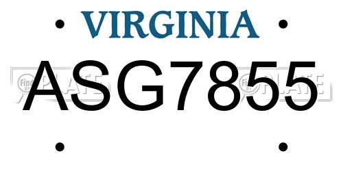 ASG7855 Virginia License Plate