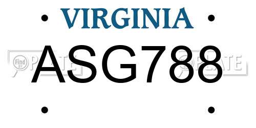 ASG788 Virginia License Plate