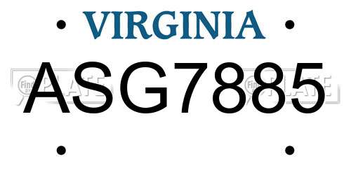 ASG7885 Virginia License Plate