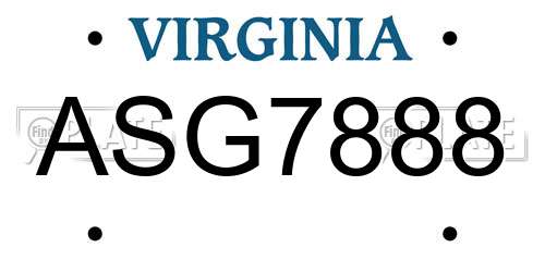 ASG7888 Virginia License Plate