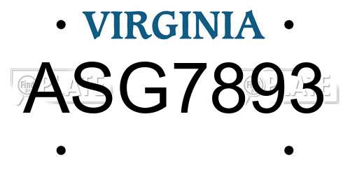 ASG7893 Virginia License Plate