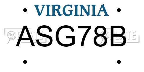 ASG78B Virginia License Plate