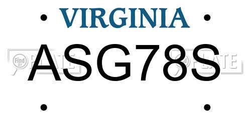 ASG78S Virginia License Plate