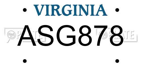 ASG878 Virginia License Plate