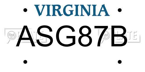 ASG87B Virginia License Plate