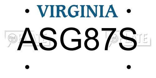 ASG87S Virginia License Plate