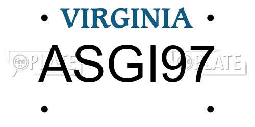 ASGI97 Virginia License Plate