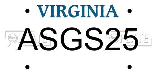 ASGS25 Virginia License Plate
