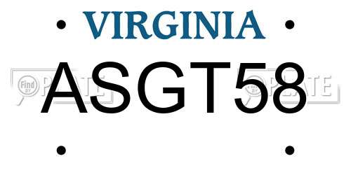 ASGT58 Virginia License Plate