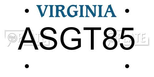 ASGT85 Virginia License Plate