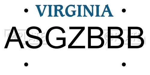 ASGZBBB Virginia License Plate