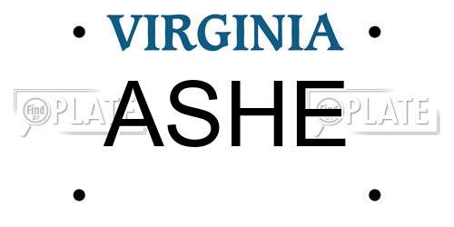 ASHE Virginia License Plate