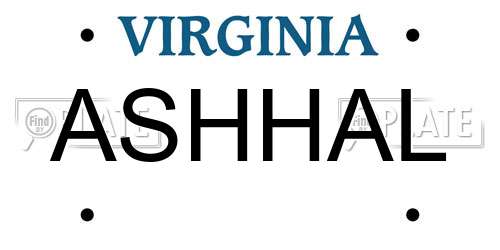 ASHHAL Virginia License Plate