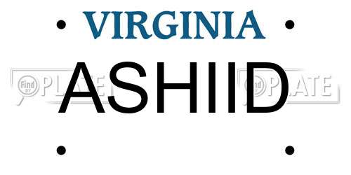 ASHIID Virginia License Plate