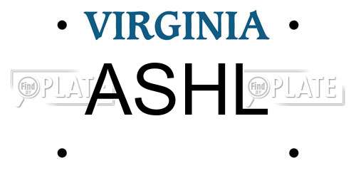 ASHL Virginia License Plate
