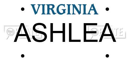 ASHLEA Virginia License Plate
