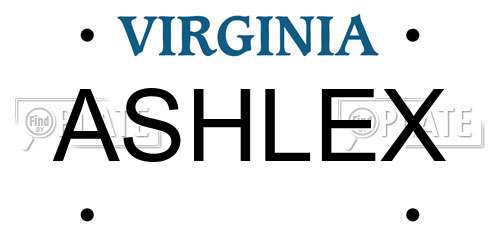 ASHLEX Virginia License Plate
