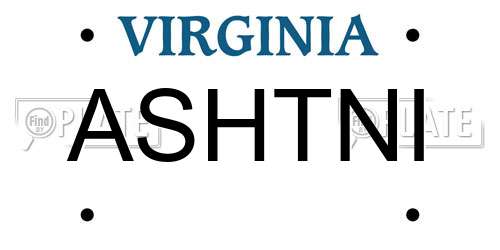 ASHTNI Virginia License Plate