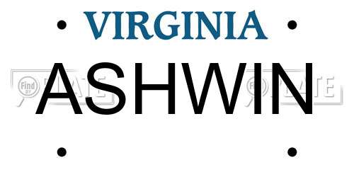 ASHWIN Virginia License Plate
